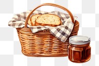 PNG Brown basket picnic bread food. 