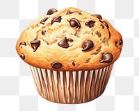 PNG Chocolate chip muffin dessert cupcake food. AI generated Image by rawpixel.