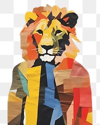 PNG Lion art painting collage. 