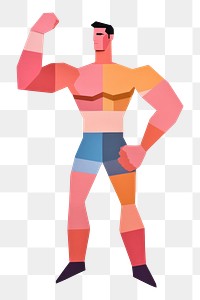 PNG Strong man painting paper art. AI generated Image by rawpixel.