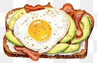 PNG Avocado toast egg bacon food. AI generated Image by rawpixel.