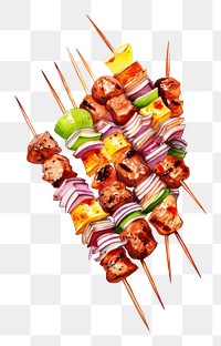 PNG BBQ skewers grilling food meat. AI generated Image by rawpixel.