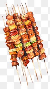 PNG BBQ skewers grilling food bbq. AI generated Image by rawpixel.