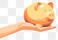 PNG Piggy bank holding hand pig. 