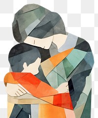 PNG Mother hugging child art affectionate togetherness. AI generated Image by rawpixel.