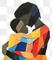 PNG Mother hugging child art painting collage. 