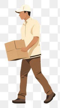 PNG Delivery man cardboard adult delivering. 