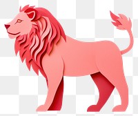 PNG Pink paper art lion with a majestic mane.