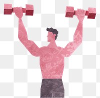 PNG Man holding dumbell sports gym white background. AI generated Image by rawpixel.