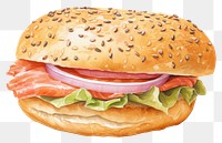 PNG Bagel bread food hamburger. AI generated Image by rawpixel.