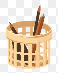 PNG Pen pencil basket paintbrush. AI generated Image by rawpixel.