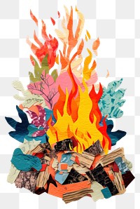 PNG Bonfire fireplace collage paper. AI generated Image by rawpixel.
