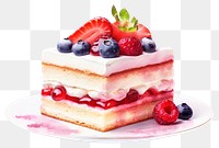 PNG Cute cake strawberry raspberry blueberry. 