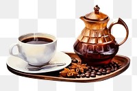 PNG Arab coffee saucer drink cup. 