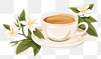 PNG A Jasmine tea saucer coffee flower. AI generated Image by rawpixel.