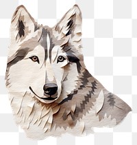 PNG Illustration of a wolf with intricate paper-cut style. The wolf features detailed fur patterns. Wolf art with paper-cut design creates a unique visual effect. 