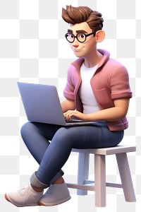 PNG Programmer computer sitting cartoon