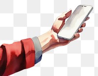 PNG Hand holding phone white background portability electronics. 