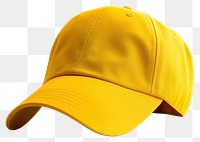 PNG Yellow baseball cap white background headwear headgear. 