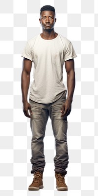 PNG A plain-looking african man portrait standing t-shirt. AI generated Image by rawpixel.