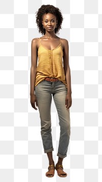 PNG A plain-looking african woman portrait jeans denim. AI generated Image by rawpixel.