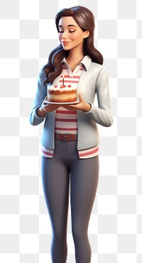 PNG Woman holding cake smiling cartoon adult. 