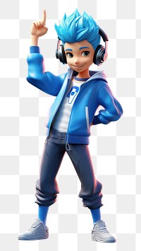 PNG Idol singer figurine cartoon blue. AI generated Image by rawpixel.