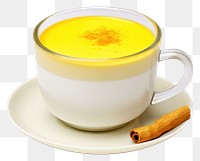 PNG Turmeric milk coffee saucer drink. AI generated Image by rawpixel.