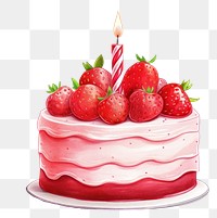 PNG Strawberry birthday cake dessert fruit cream. 