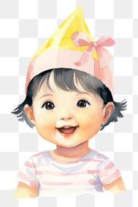 PNG Baby girl birthday portrait smiling cartoon. 