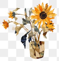 PNG Sunflower vase painting plant. AI generated Image by rawpixel.