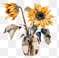 PNG Sunflower painting plant vase. 