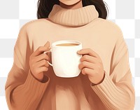 PNG Hand holding coffee mug sweater drink. 