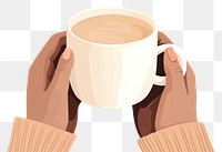 PNG Hand holding coffee mug drink cup. 