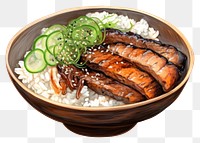 PNG Bowl unagi meat meal. AI generated Image by rawpixel.