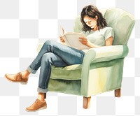 PNG Reading a book chair furniture armchair. 