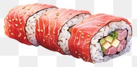 PNG Tuna Sushi Roll sushi meat food. AI generated Image by rawpixel.