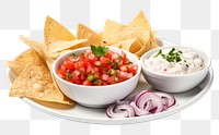 PNG Tomato salsa nachos snack plate. 