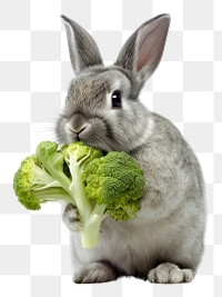 PNG Bunny eat vegetable broccoli animal mammal. AI generated Image by rawpixel.