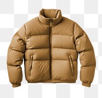 Brown puffer jacket png, transparent background