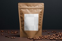 Coffee bean pouch png mockup, transparent product packaging