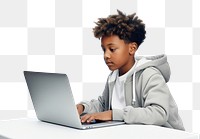 PNG Black child student study online computer laptop sitting. 