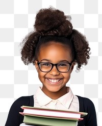 PNG Black child school glasses portrait smiling. 