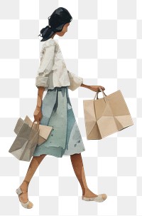 PNG Woman bag carrying shopping. AI generated Image by rawpixel.