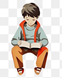 PNG Kid reading a book sitting paper representation. AI generated Image by rawpixel.