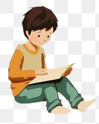 PNG Kid reading a book sitting publication paper. AI generated Image by rawpixel.