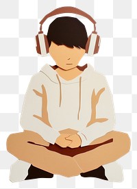 PNG Kid wearing headphone sitting headphones representation. 