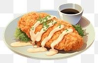 PNG Tonkatsu plate meal food. AI generated Image by rawpixel.