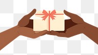 PNG Gift hand celebration anniversary. AI generated Image by rawpixel.