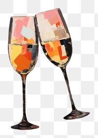 PNG Champagne toasting art painting glass. 